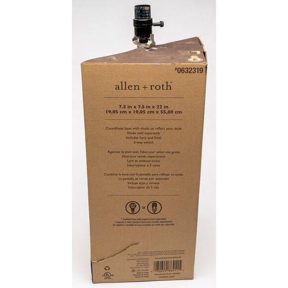 Allen + Roth large brushed nickel finish lamp w glass teardrop base lamp - Picture 5 of 6